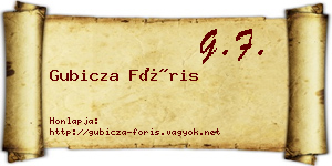 Gubicza Fóris névjegykártya
